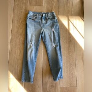 OLD NAVY high waisted distressed jeans, lite wash, girls size 10